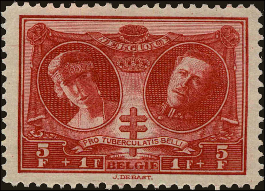 Front view of Belgium B63 collectors stamp