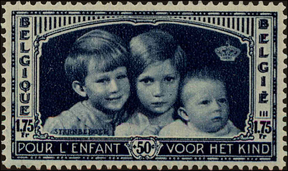 Front view of Belgium B165 collectors stamp