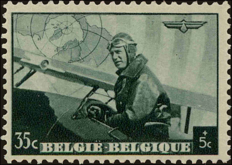 Front view of Belgium B210 collectors stamp