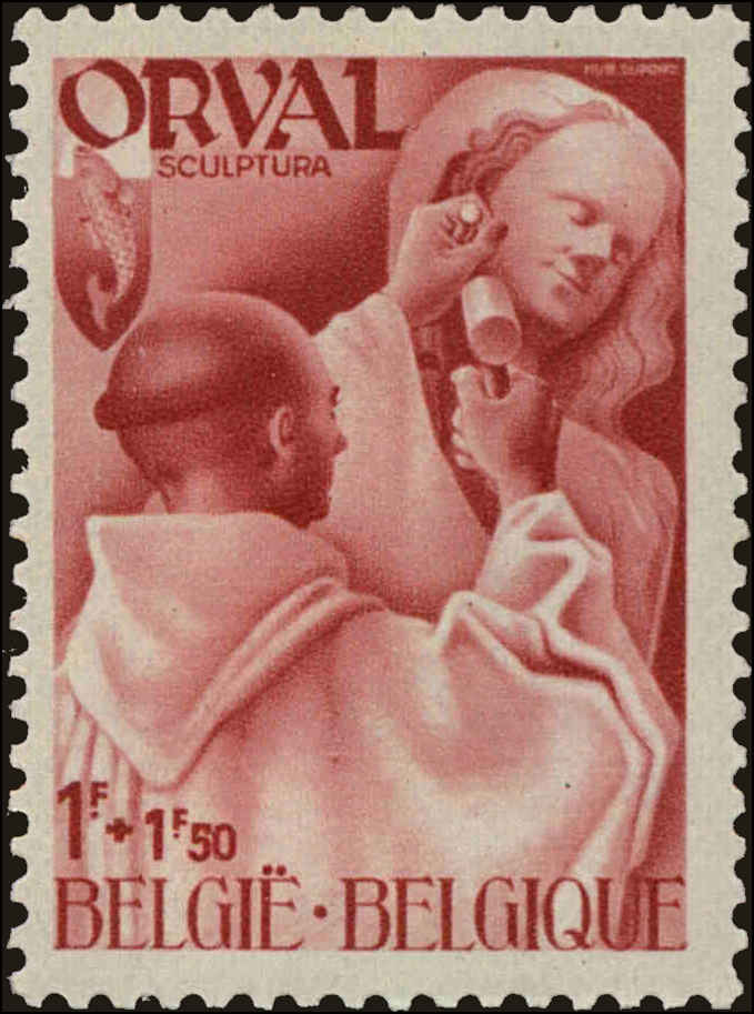 Front view of Belgium B286 collectors stamp