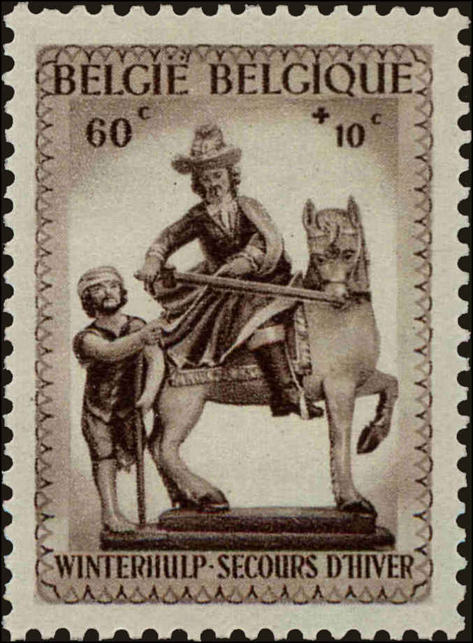 Front view of Belgium B308 collectors stamp