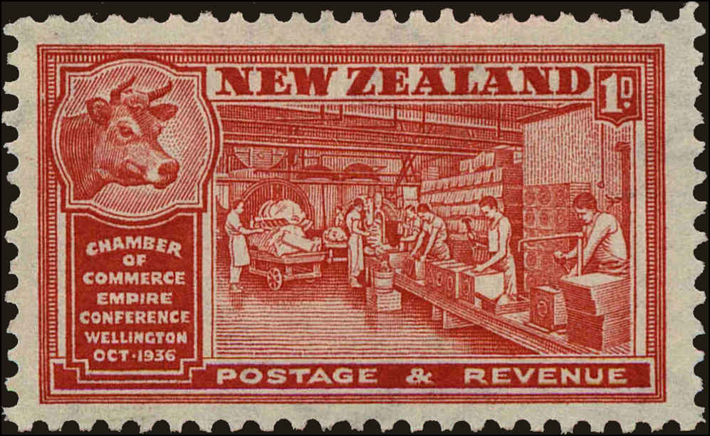 Front view of New Zealand 219 collectors stamp