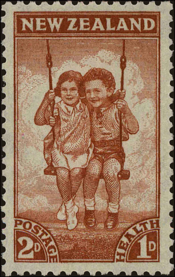 Front view of New Zealand B21 collectors stamp