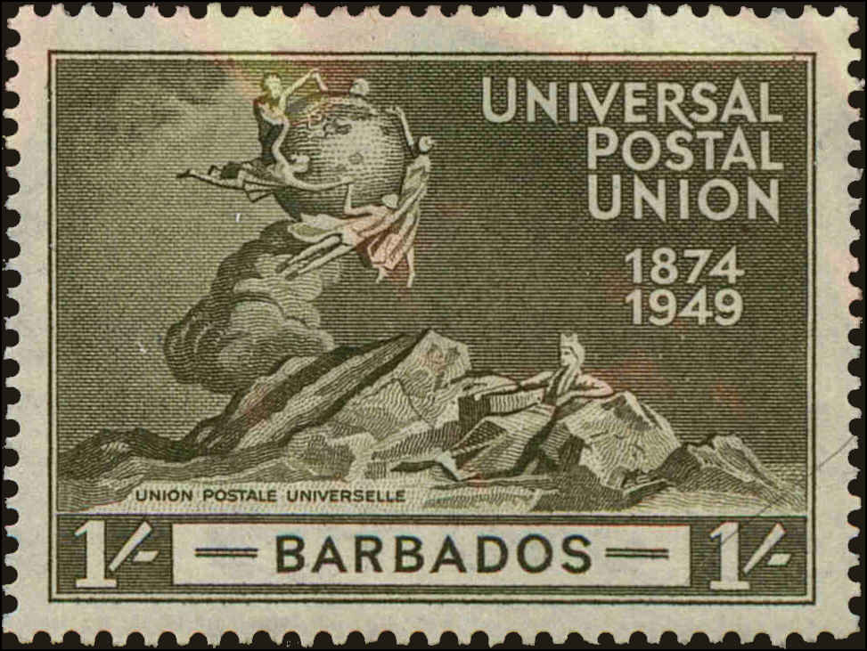 Front view of Barbados 215 collectors stamp