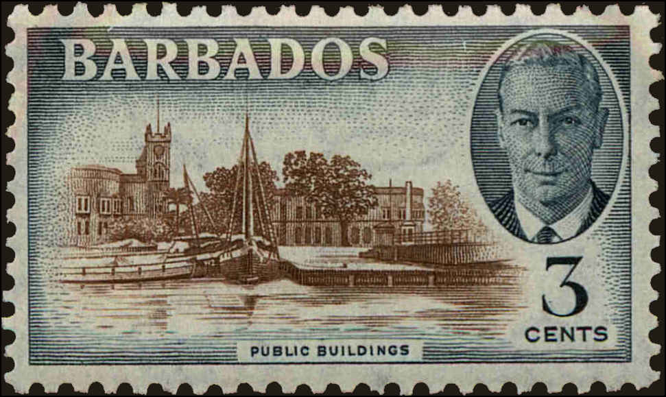 Front view of Barbados 218 collectors stamp
