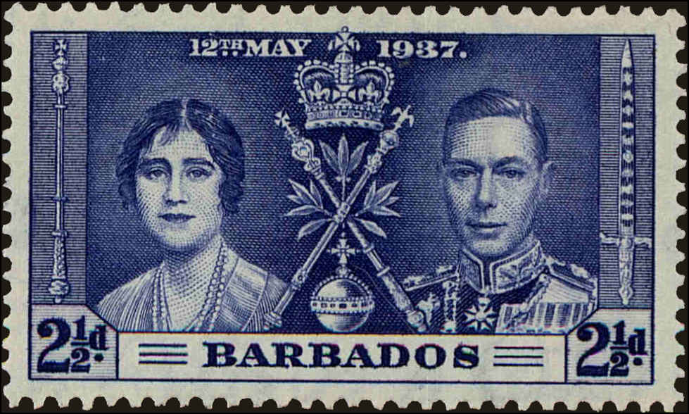 Front view of Barbados 192 collectors stamp