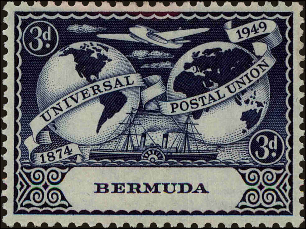 Front view of Bermuda 139 collectors stamp