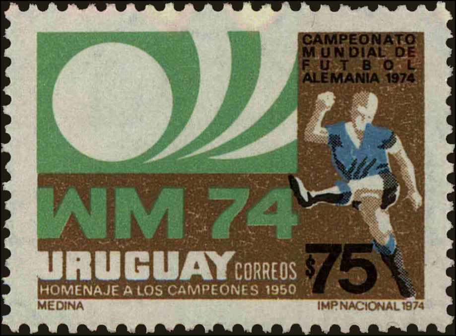 Front view of Uruguay 880 collectors stamp