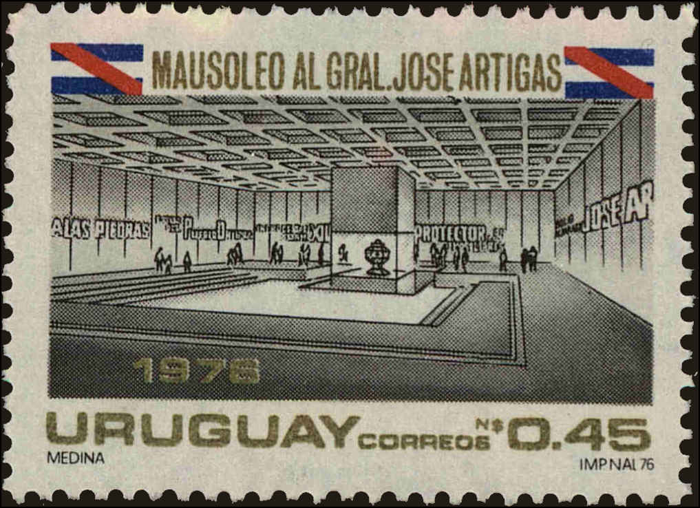Front view of Uruguay 977 collectors stamp