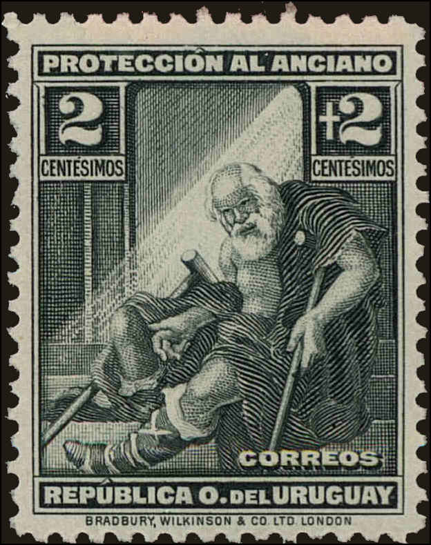 Front view of Uruguay B2 collectors stamp