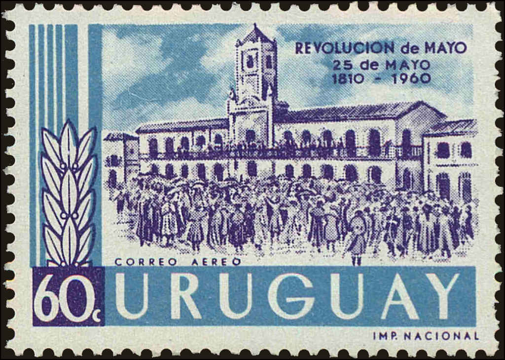Front view of Uruguay C210 collectors stamp