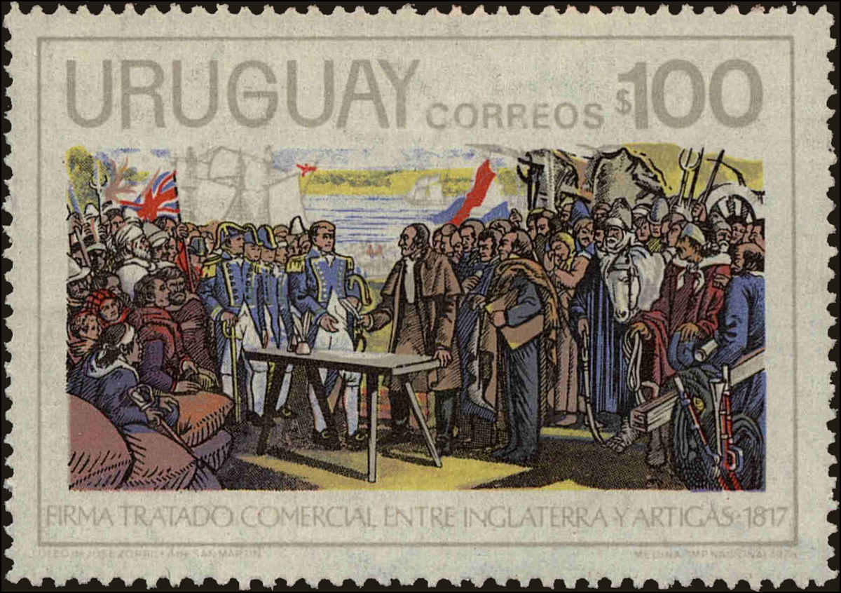Front view of Uruguay 909 collectors stamp