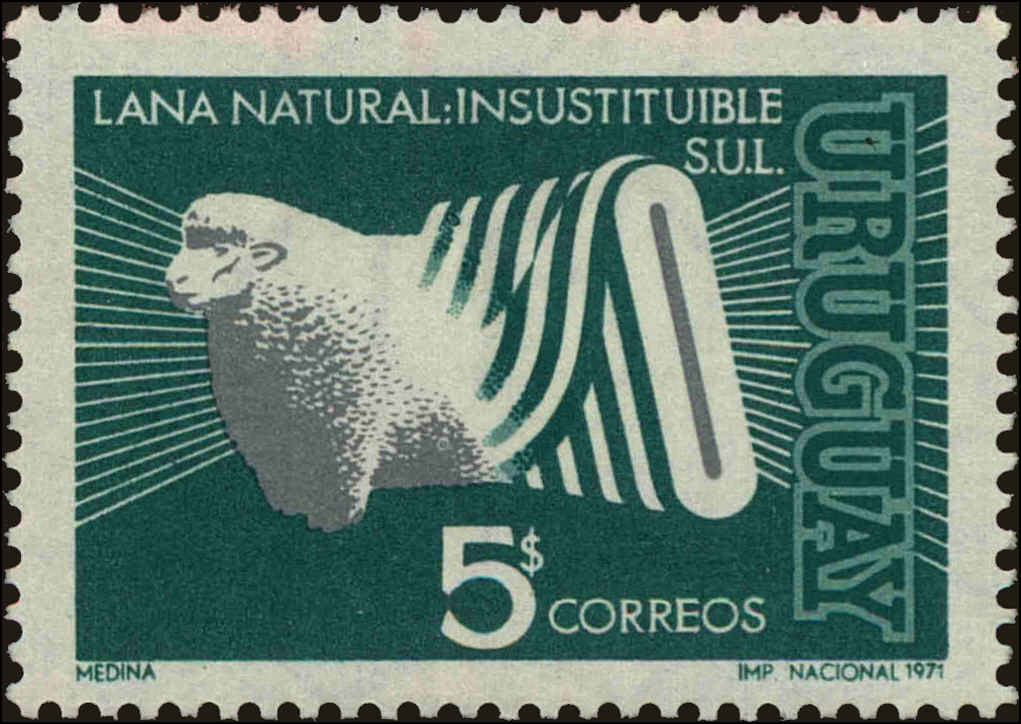 Front view of Uruguay 800 collectors stamp