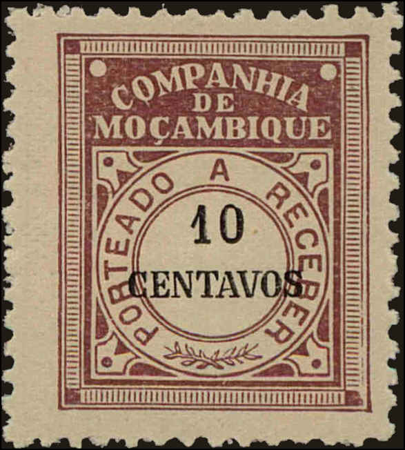 Front view of Mozambique Company J27 collectors stamp