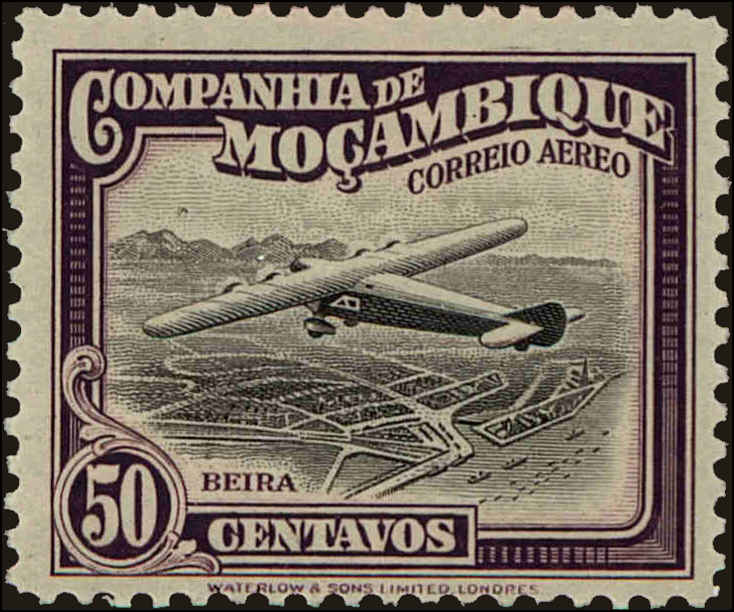 Front view of Mozambique Company C8 collectors stamp
