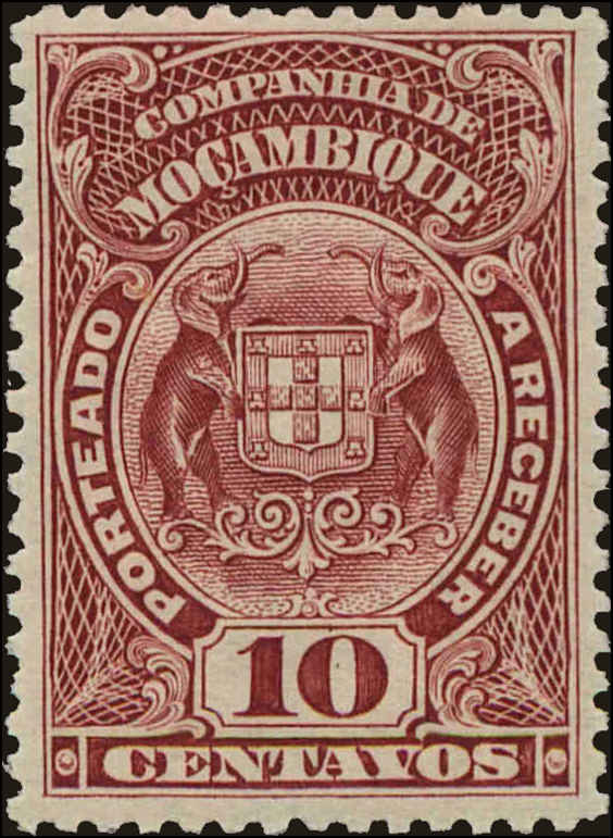 Front view of Mozambique Company J37a collectors stamp