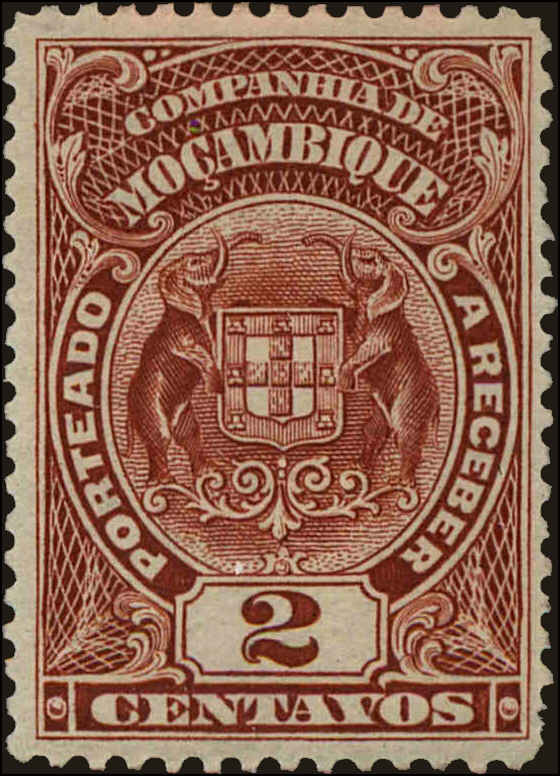 Front view of Mozambique Company J33a collectors stamp