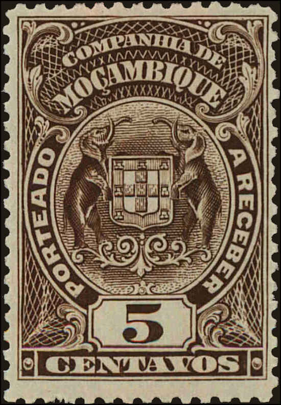 Front view of Mozambique Company J35a collectors stamp
