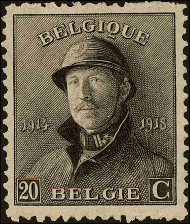Front view of Belgium 129 collectors stamp