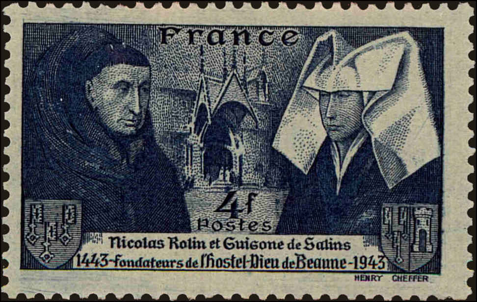 Front view of France 466 collectors stamp