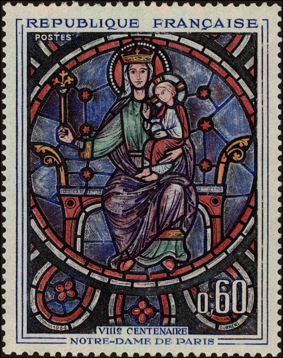 Front view of France 1090 collectors stamp