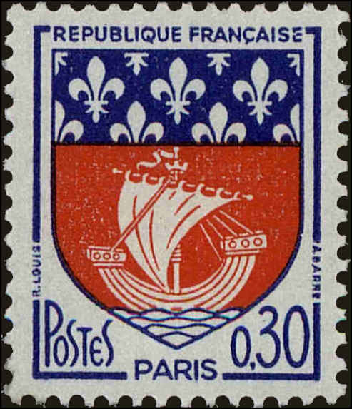 Front view of France 1095 collectors stamp