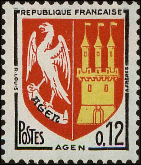 Front view of France 1093 collectors stamp