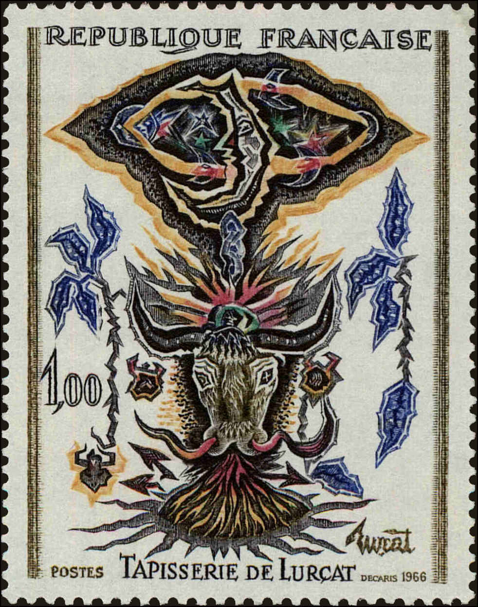 Front view of France 1152 collectors stamp