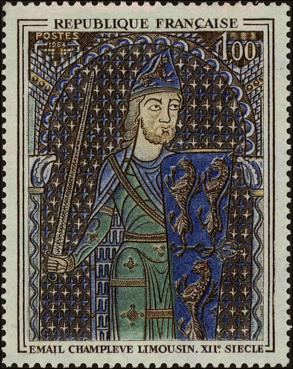 Front view of France 1106 collectors stamp
