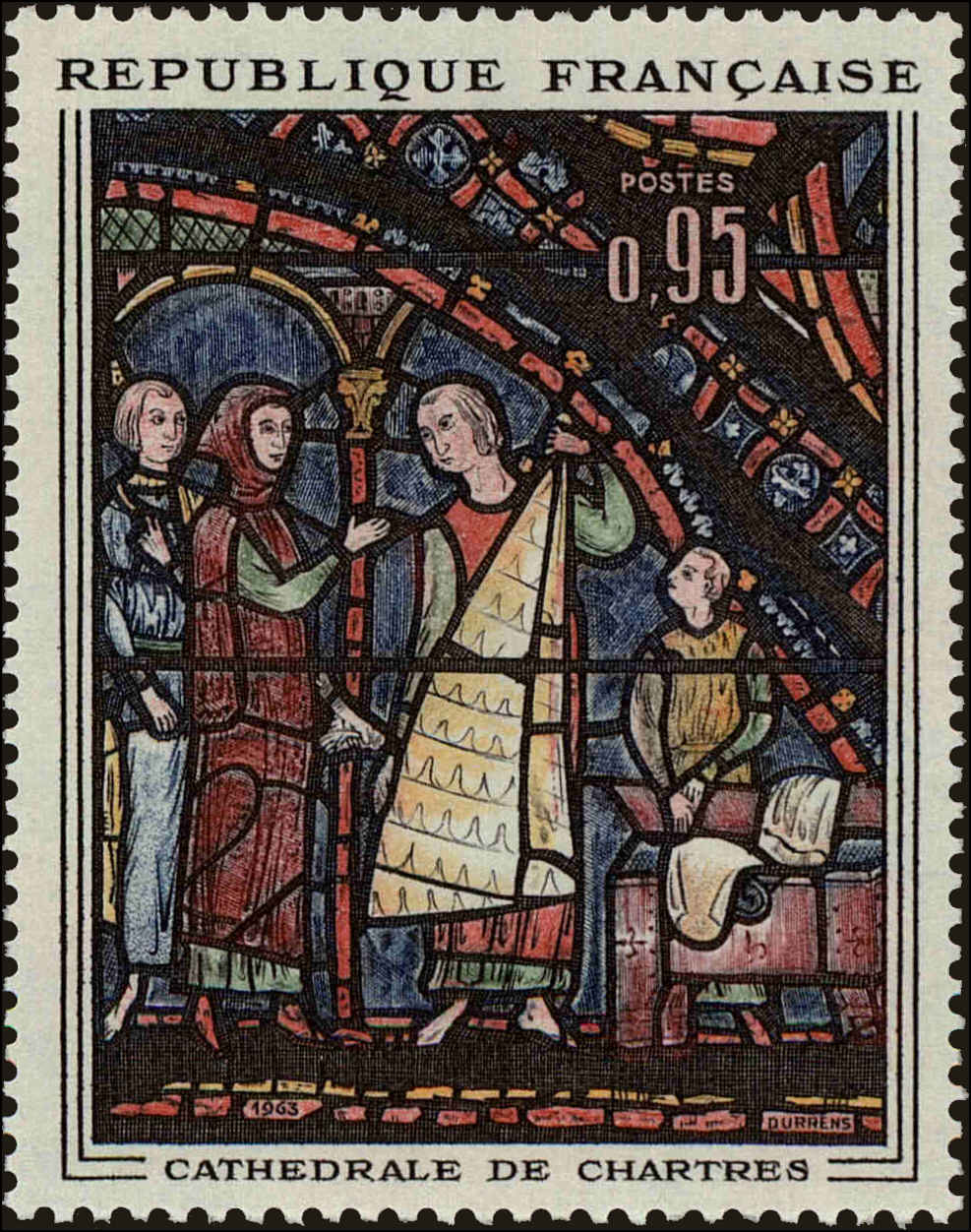 Front view of France 1077 collectors stamp