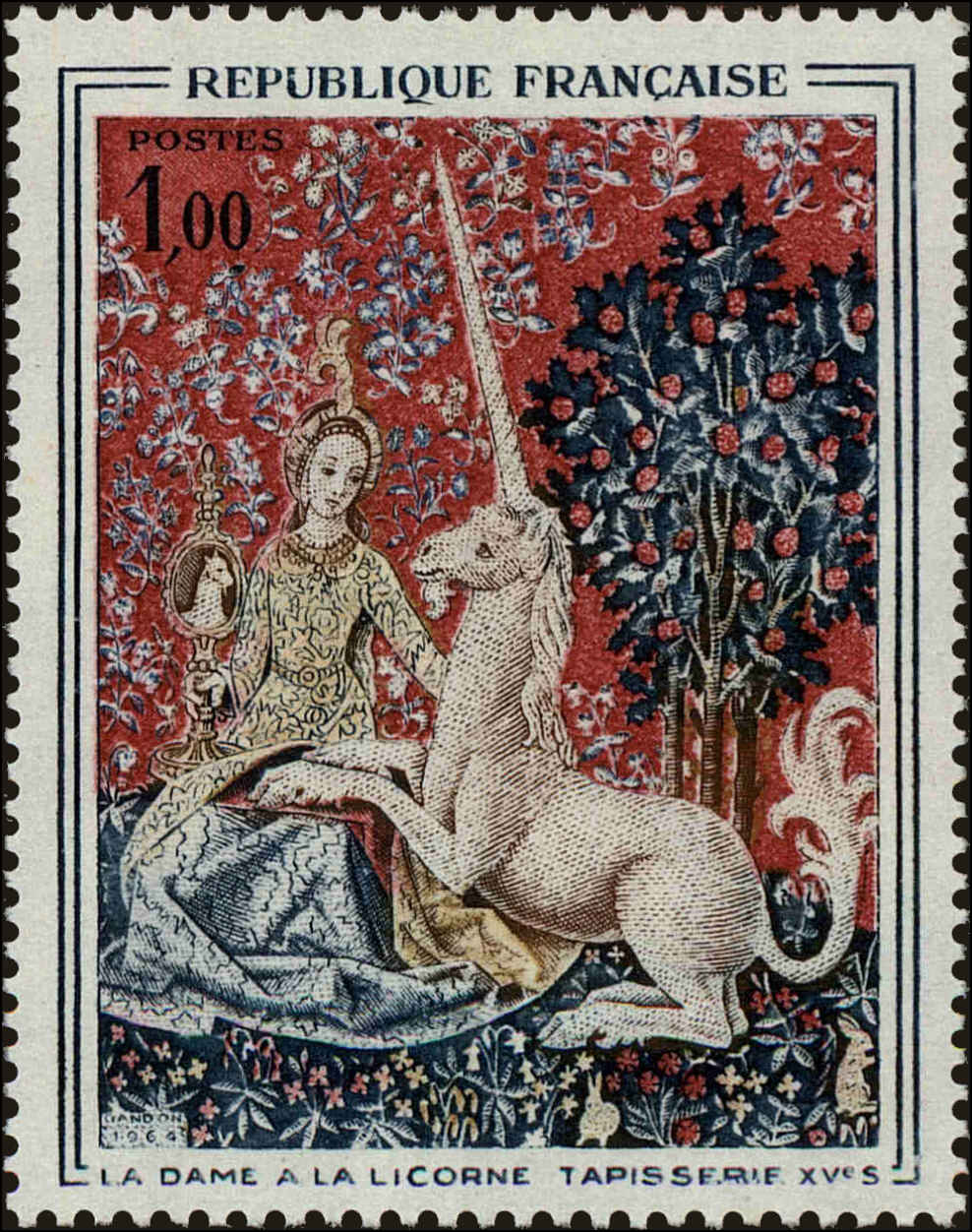 Front view of France 1107 collectors stamp