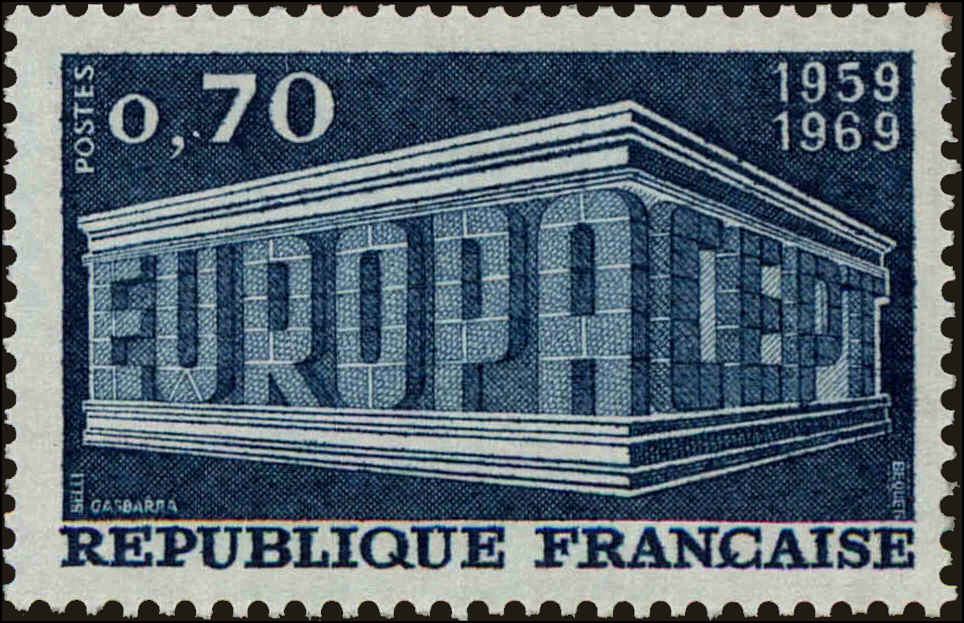 Front view of France 1246 collectors stamp