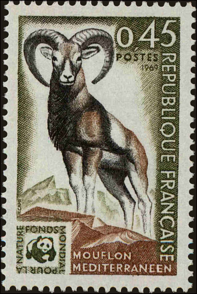 Front view of France 1257 collectors stamp