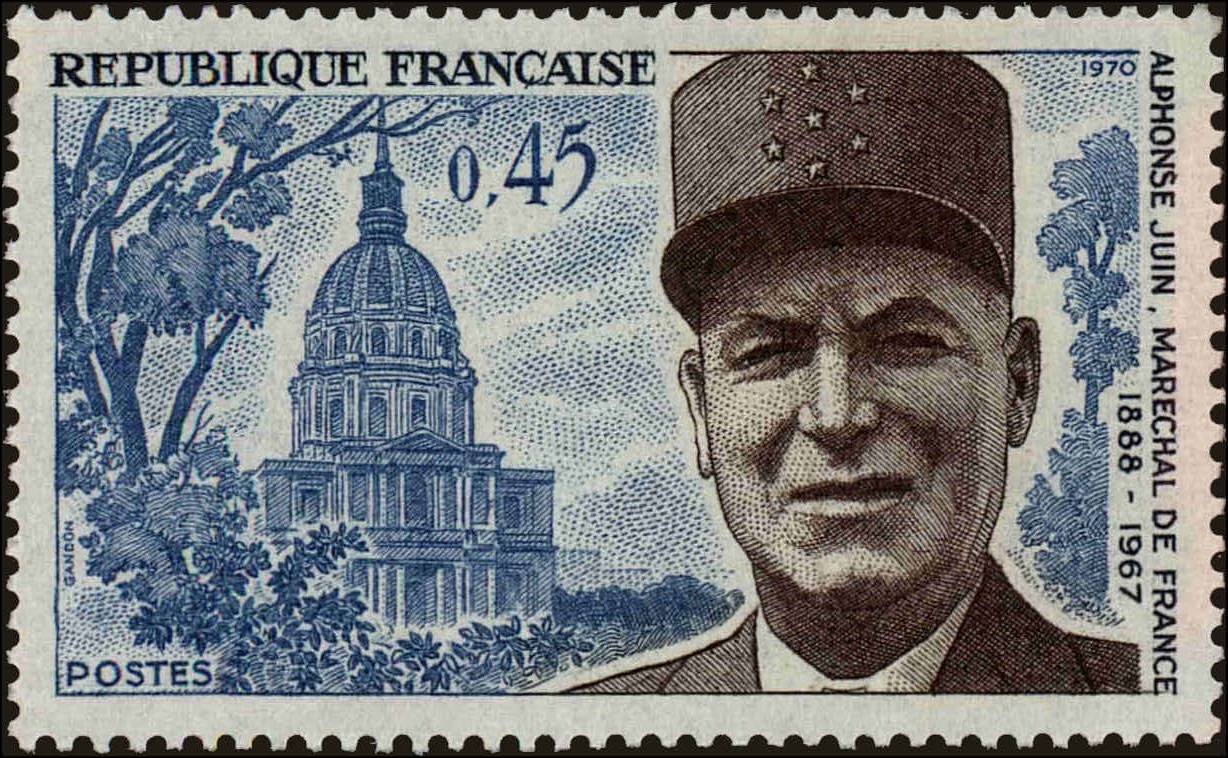 Front view of France 1266 collectors stamp