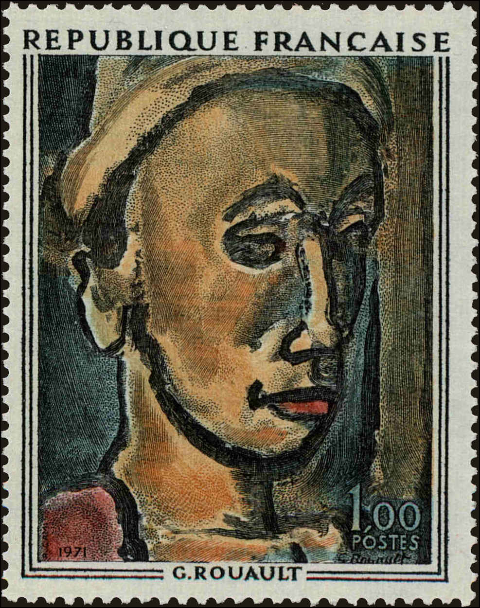 Front view of France 1297 collectors stamp