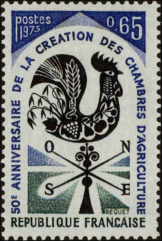 Front view of France 1387 collectors stamp