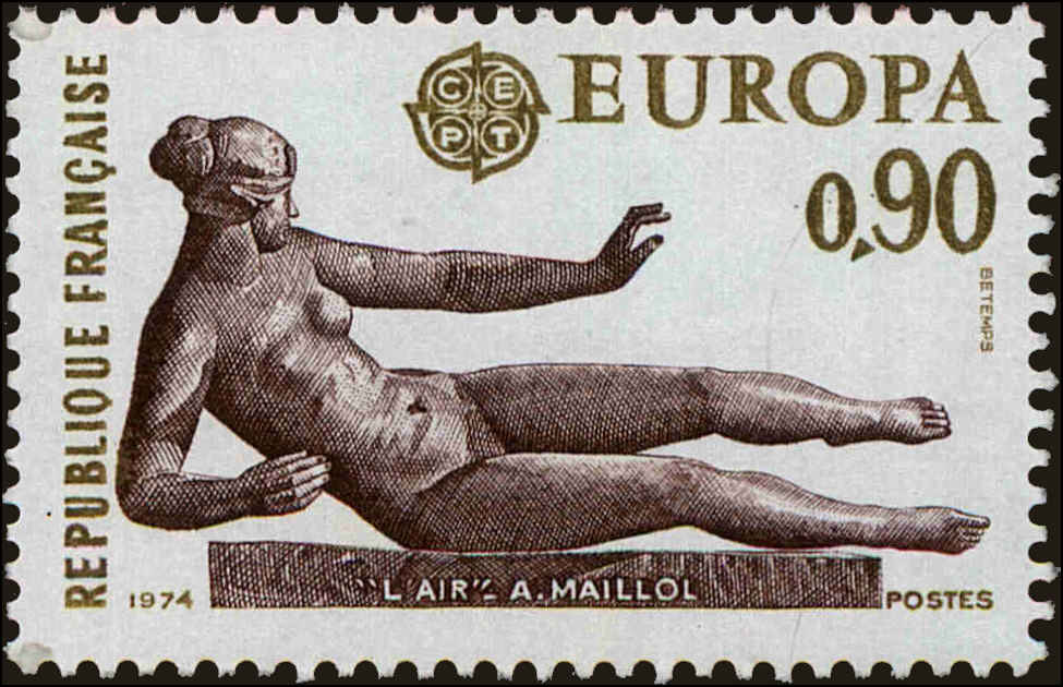 Front view of France 1400 collectors stamp