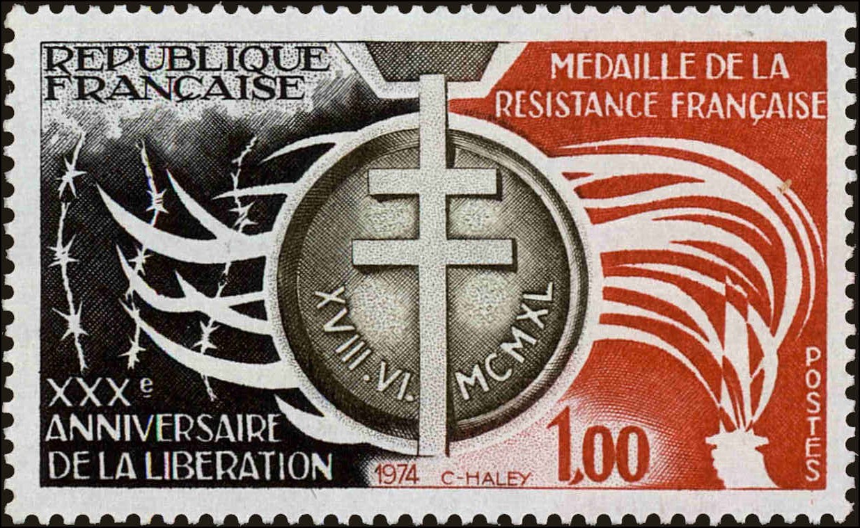 Front view of France 1411 collectors stamp