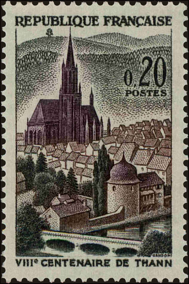 Front view of France 1004 collectors stamp