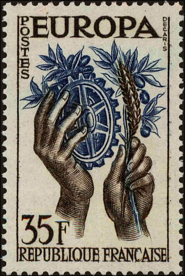 Front view of France 847 collectors stamp