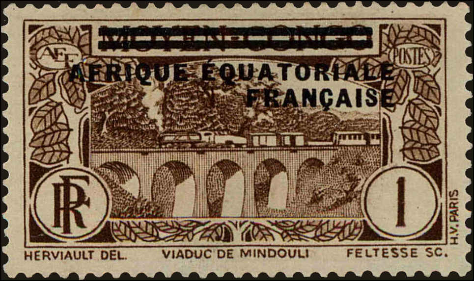 Front view of French Equatorial Africa 11 collectors stamp