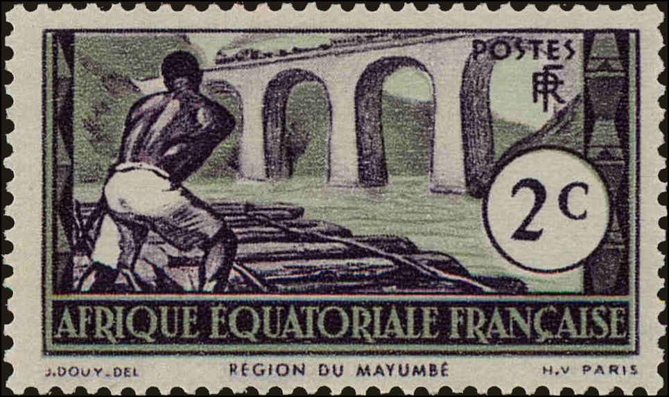 Front view of French Equatorial Africa 34 collectors stamp