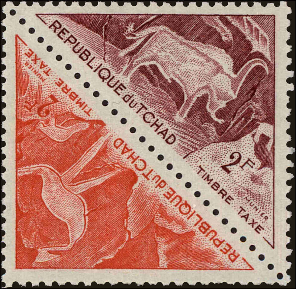 Front view of Chad J28a collectors stamp