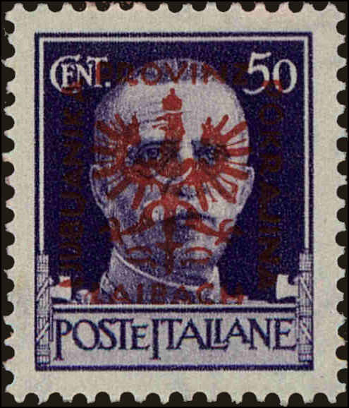 Front view of Kingdom of Yugoslavia N43 collectors stamp