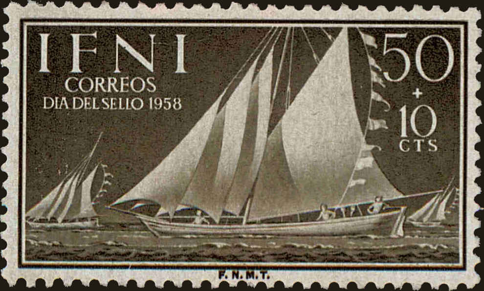Front view of Ifni B40 collectors stamp