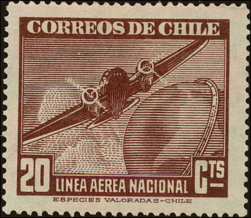 Front view of Chile C110 collectors stamp