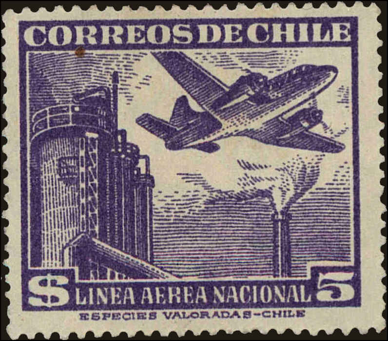 Front view of Chile C142 collectors stamp