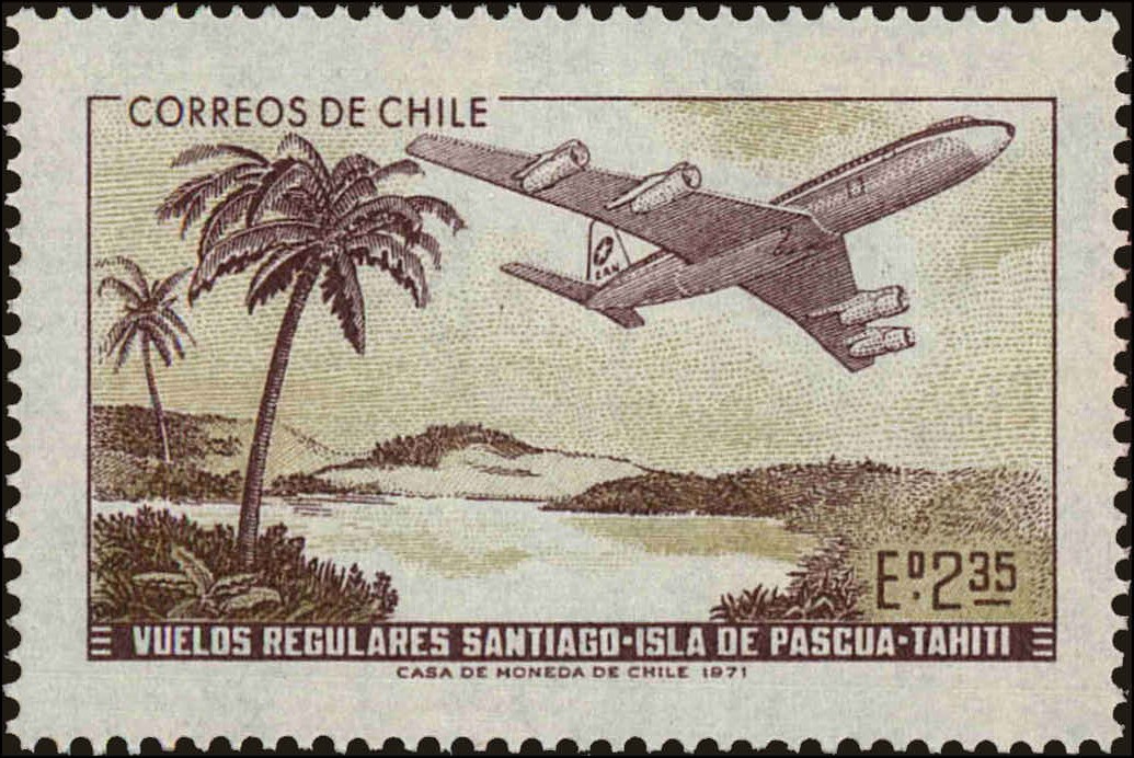 Front view of Chile 413 collectors stamp