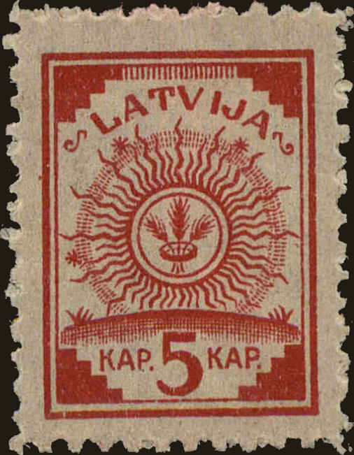 Front view of Latvia 18 collectors stamp