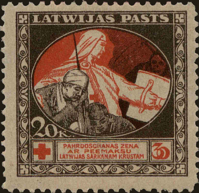 Front view of Latvia B5 collectors stamp